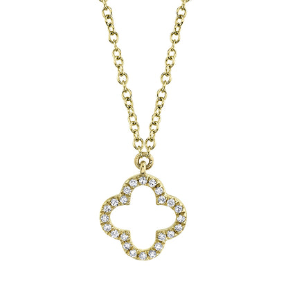 0.08Ct 14K Y/G Diamond Clover Necklace