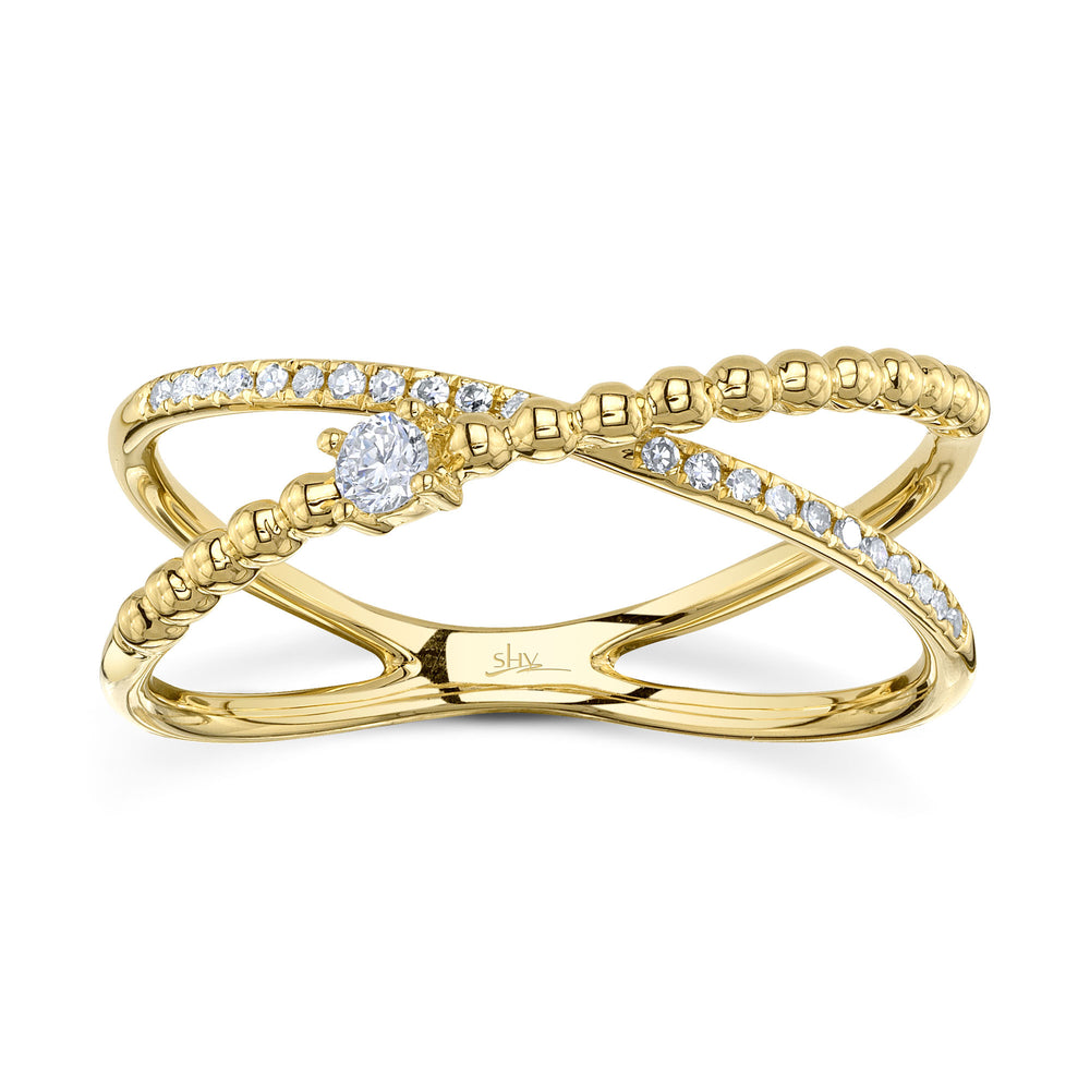 0.12Ct 14K Y/G Diamond "X" Ring