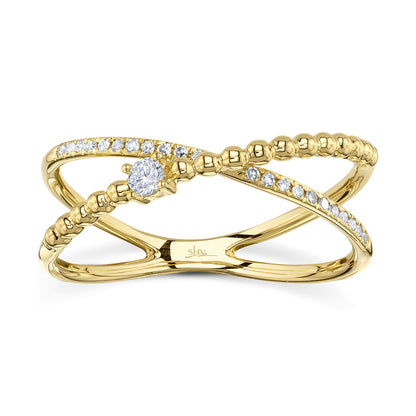 0.12Ct 14K Y/G Diamond "X" Ring