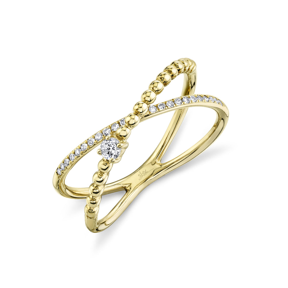 0.12Ct 14K Y/G Diamond "X" Ring