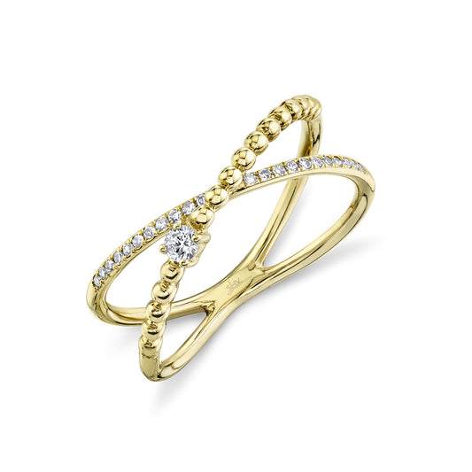 0.12Ct 14K Y/G Diamond "X" Ring
