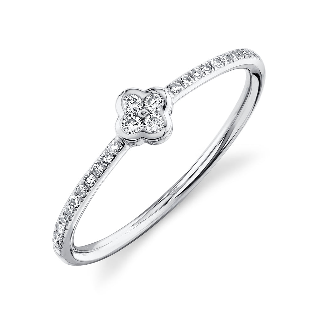 0.13Ct 14K W/G Diamond Clover Ring