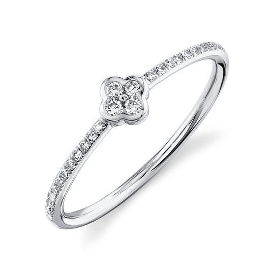 0.13Ct 14K W/G Diamond Clover Ring