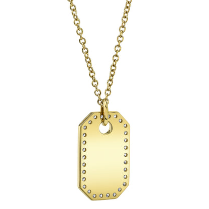 0.40Ct 14K Y/G Diamond Dog Tag Necklace