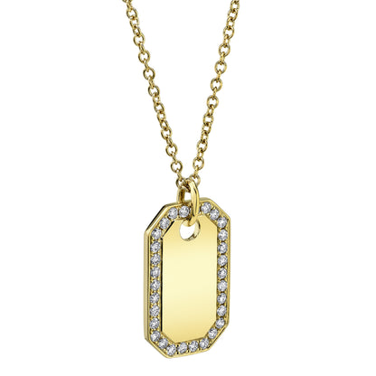 0.40Ct 14K Y/G Diamond Dog Tag Necklace