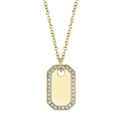 0.40Ct 14K Y/G Diamond Dog Tag Necklace