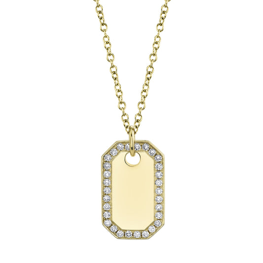 0.40Ct 14K Y/G Diamond Dog Tag Necklace