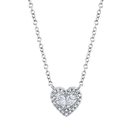 0.21Ct 14K W/G Diamond Pear Heart Necklace