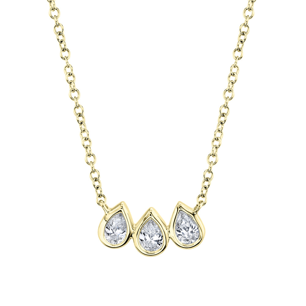 0.25Ct 14K Y/G Diamond Pear Bezel Necklace