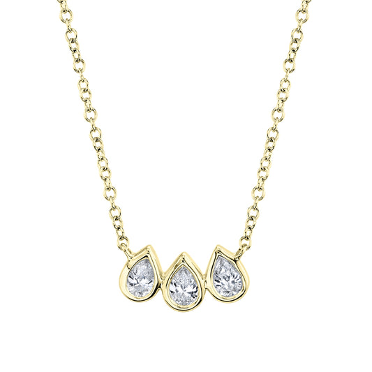 0.25Ct 14K Y/G Diamond Pear Bezel Necklace