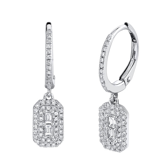 0.32Ct 14K W/G Diamond Baguette Earring