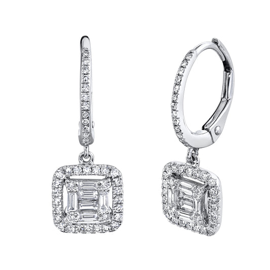 0.48Ct 14K W/G Diamond Baguette Earring