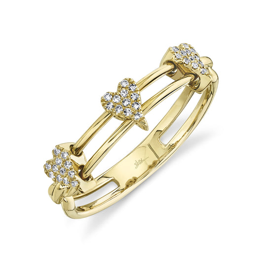 0.08Ct 14K Y/G Diamond Pave Heart Slider Ring