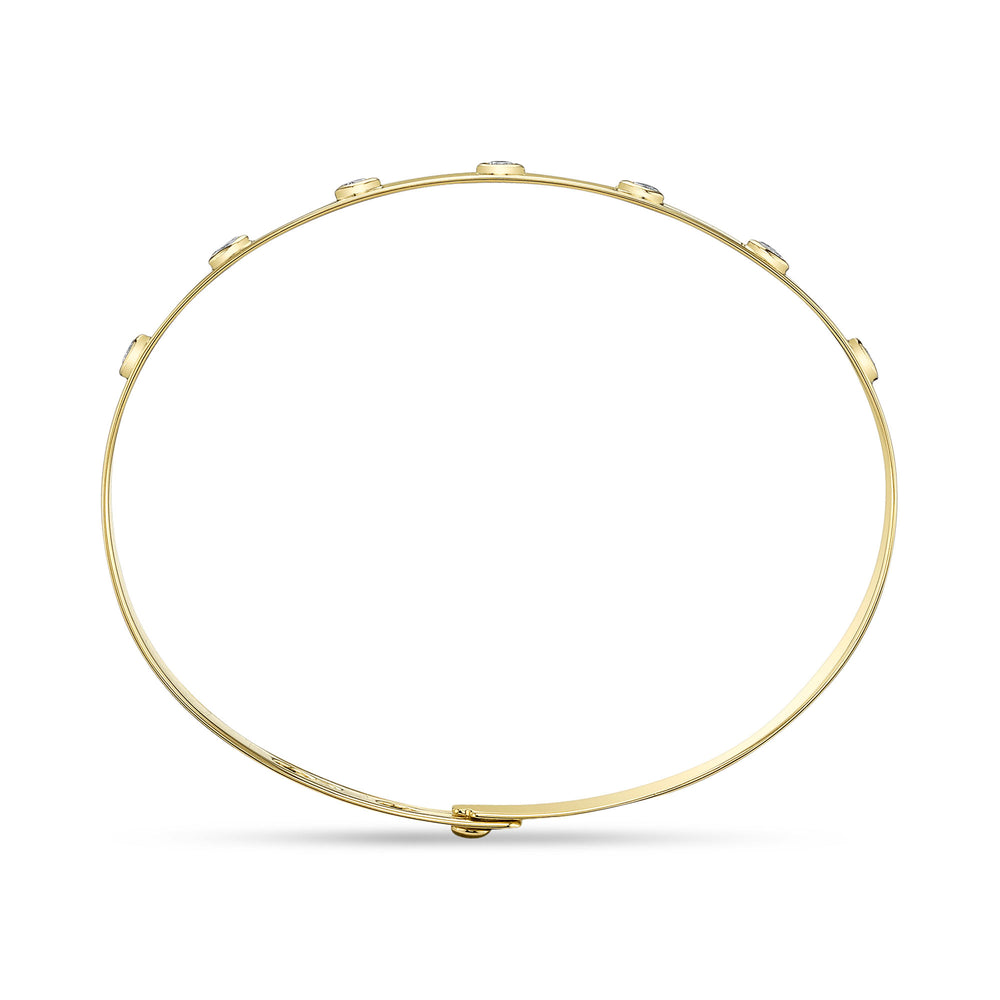 0.32Ct 14K Y/G Diamond Bezel Latch Lock Bangle
