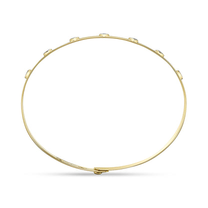 0.32Ct 14K Y/G Diamond Bezel Latch Lock Bangle
