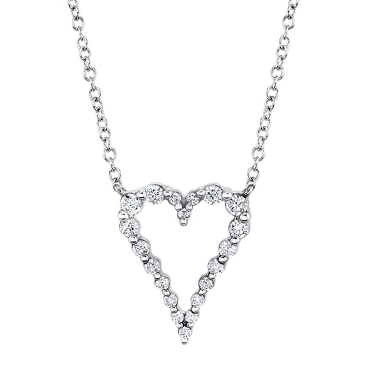0.26Ct 14K W/G Diamond Open Heart Necklace