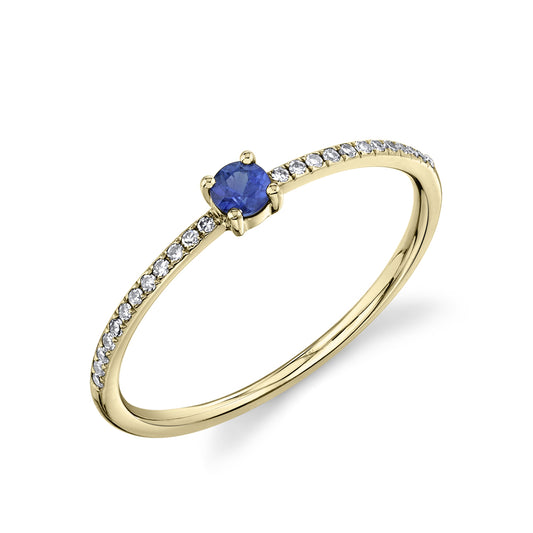 0.08Ct Diamond & 0.13Ct Blue Sapphire 14K Y/G Lady's Ring