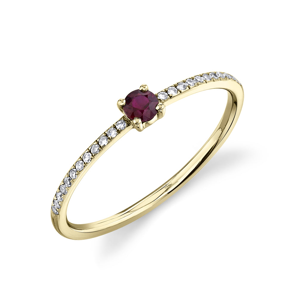 0.08Ct Diamond & 0.14Ct Ruby 14K Y/G Lady's Ring