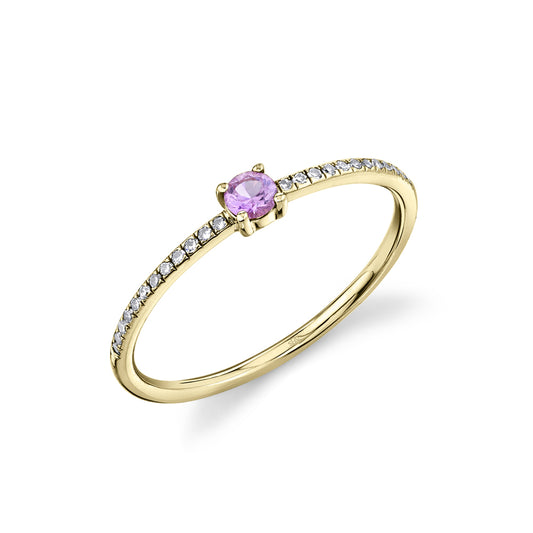 0.08Ct Diamond & 0.12Ct Pink Sapphire 14K Y/G Lady's Ring