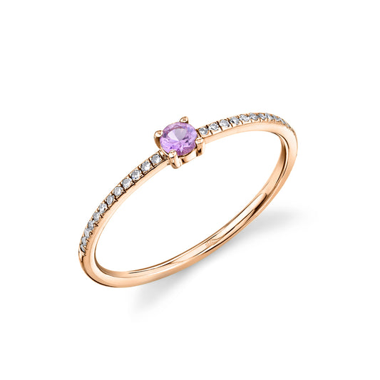 0.08Ct Diamond & 0.12Ct Pink Sapphire 14K R/G Lady's Ring