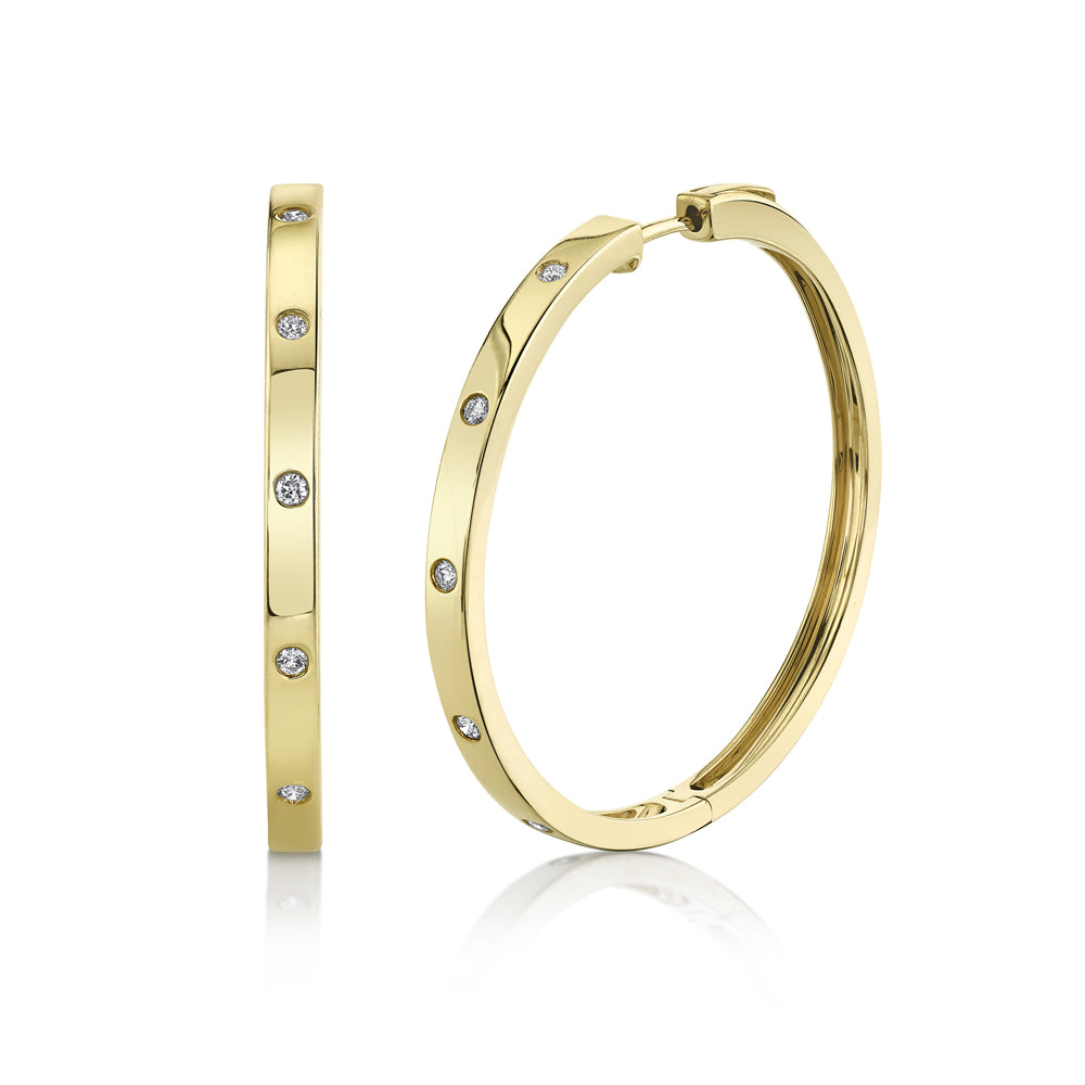 0.19Ct 14K Y/G Diamond Hoop Earring