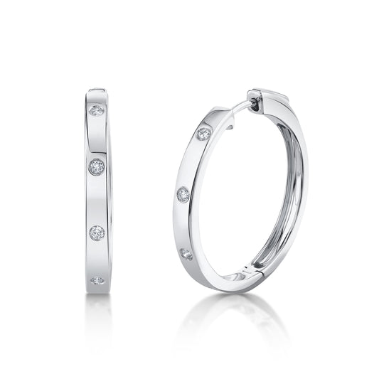 0.15Ct 14K W/G Diamond Hoop Earring
