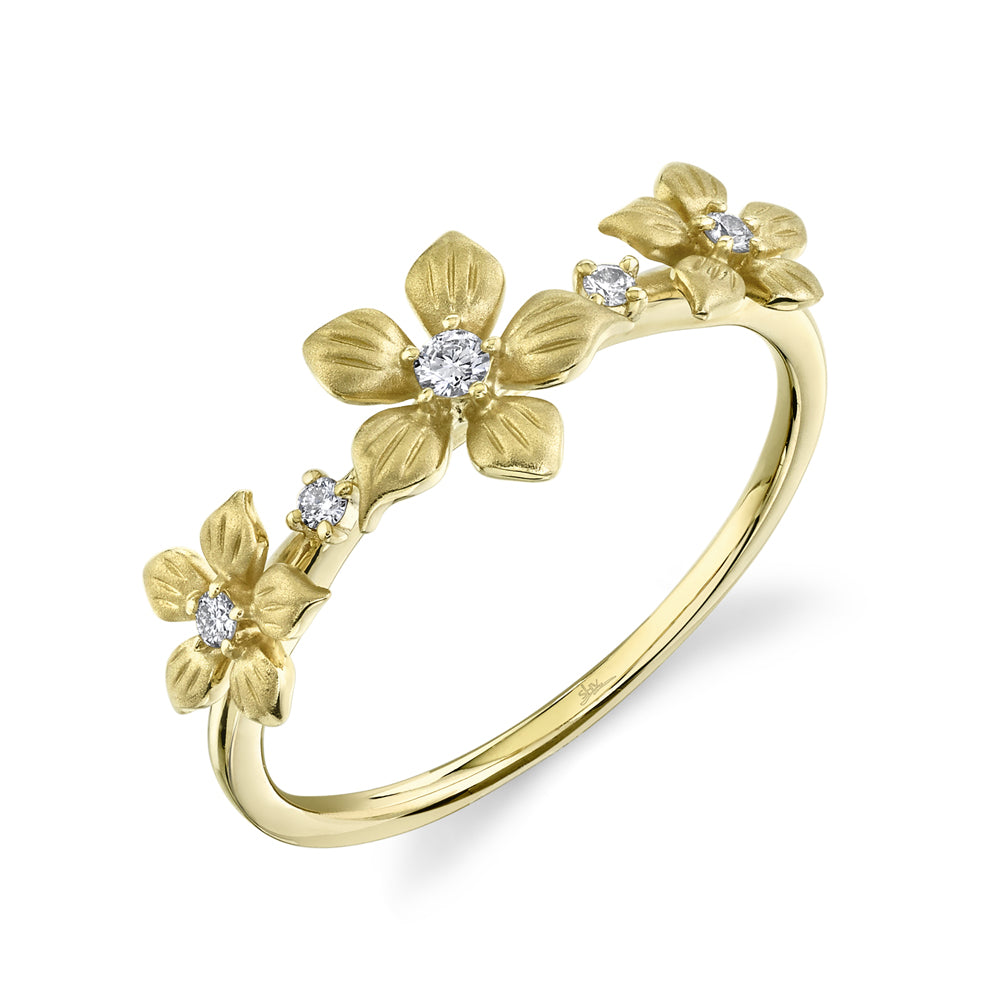 0.08Ct 14K Y/G Diamond Flower Ring