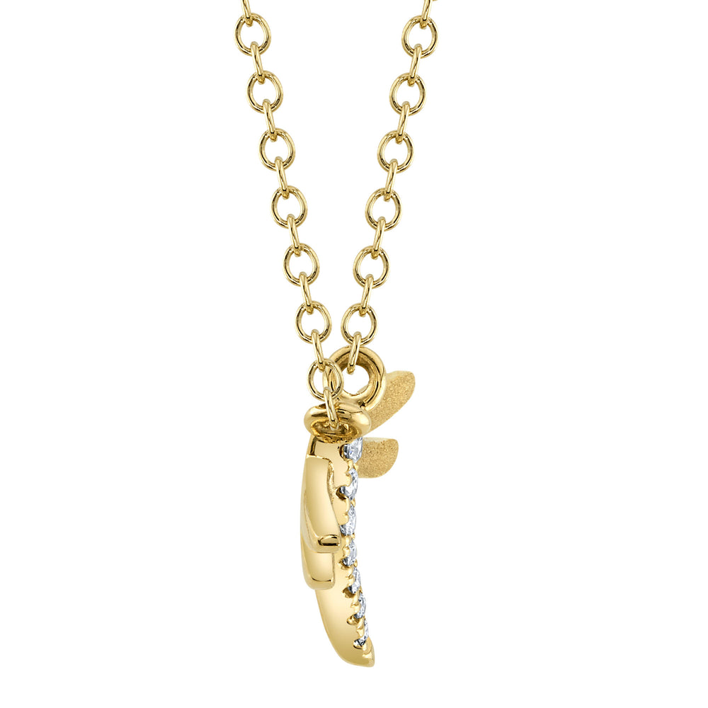 0.08Ct 14K Y/G Diamond Dragonfly Matte Necklace