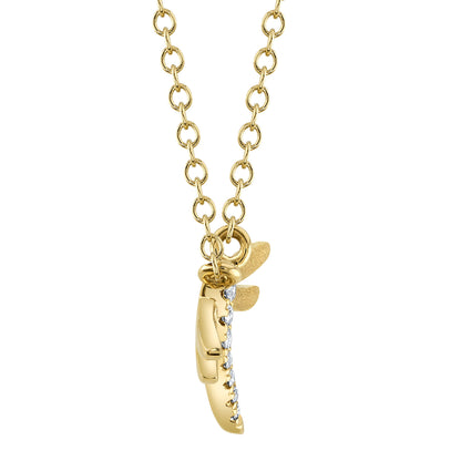 0.08Ct 14K Y/G Diamond Dragonfly Matte Necklace