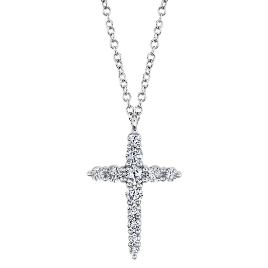 0.46Ct 14K W/G Diamond Cross Necklace