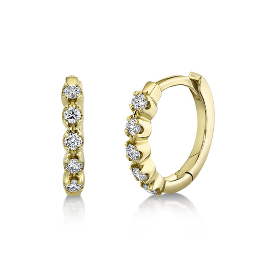 0.16Ct 14K Y/G Diamond Crown Setting Huggie Earring