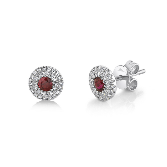 0.20Ct Diamond & 0.28Ct Ruby 14K W/G Stud Earring