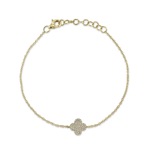 0.16Ct 14K Y/G Diamond Pave Clover Bracelet
