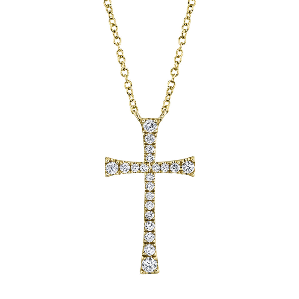 0.25Ct 14K Y/G Diamond Cross Necklace
