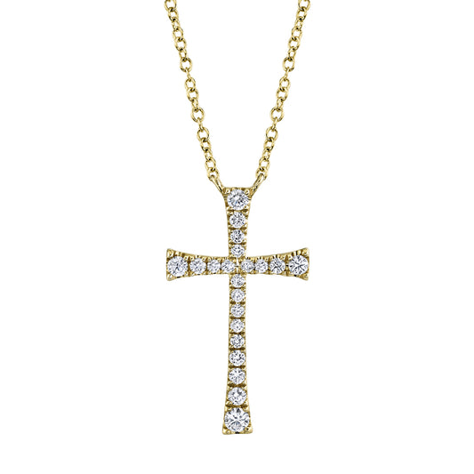0.25Ct 14K Y/G Diamond Cross Necklace