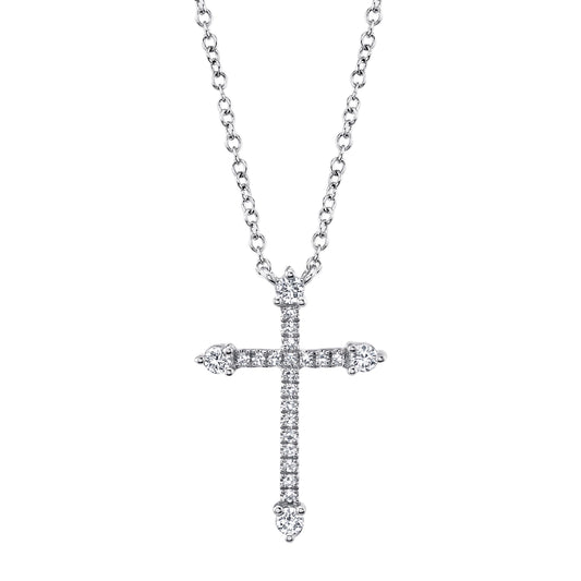 0.17Ct 14K W/G Diamond Cross Necklace