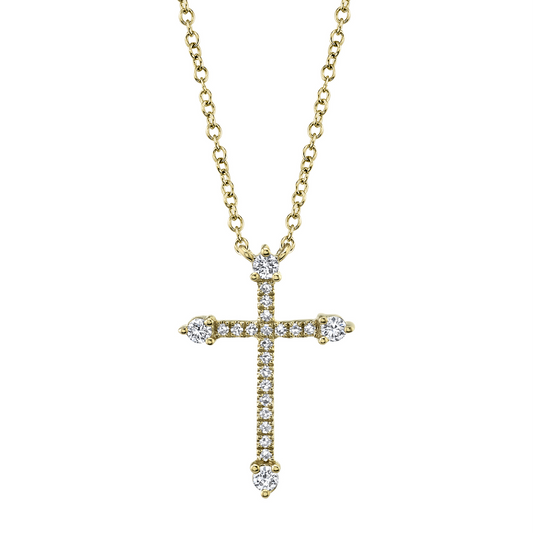 0.17Ct 14K Y/G Diamond Cross Necklace