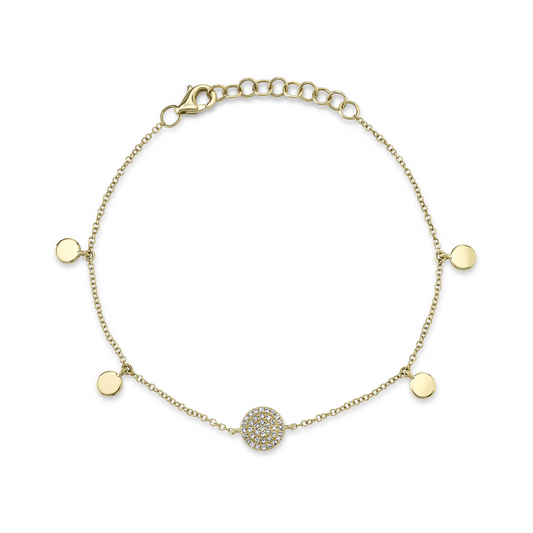 0.09Ct 14K Y/G Diamond Pave Circle Bracelet