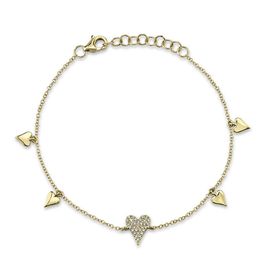 0.08Ct 14K Y/G Diamond Pave Heart Bracelet