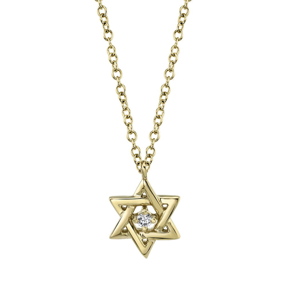 0.03Ct 14K Y/G Diamond Star Of David Necklace