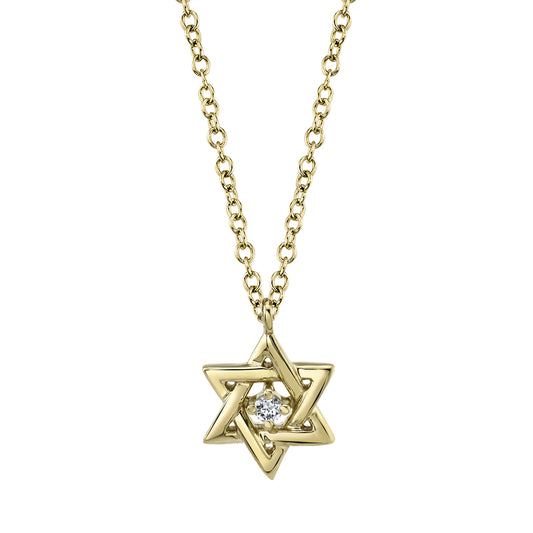 0.03Ct 14K Y/G Diamond Star Of David Necklace