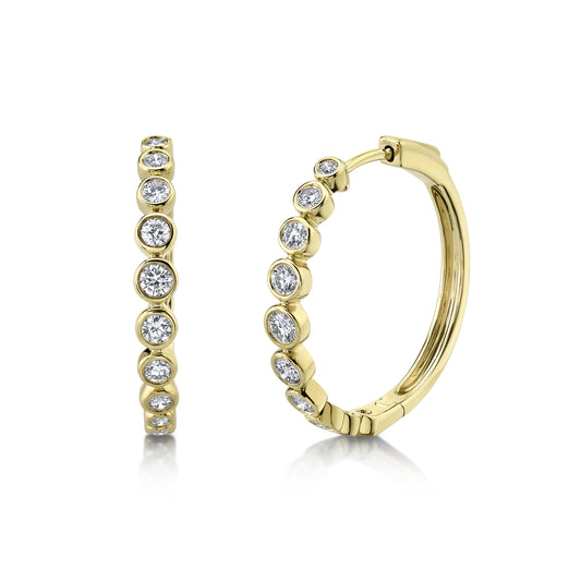 0.89Ct 14K Y/G Diamond Bezel Hoop Earring