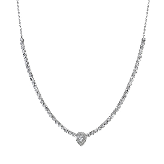 1.28Ct 14K W/G Diamond Pear Necklace