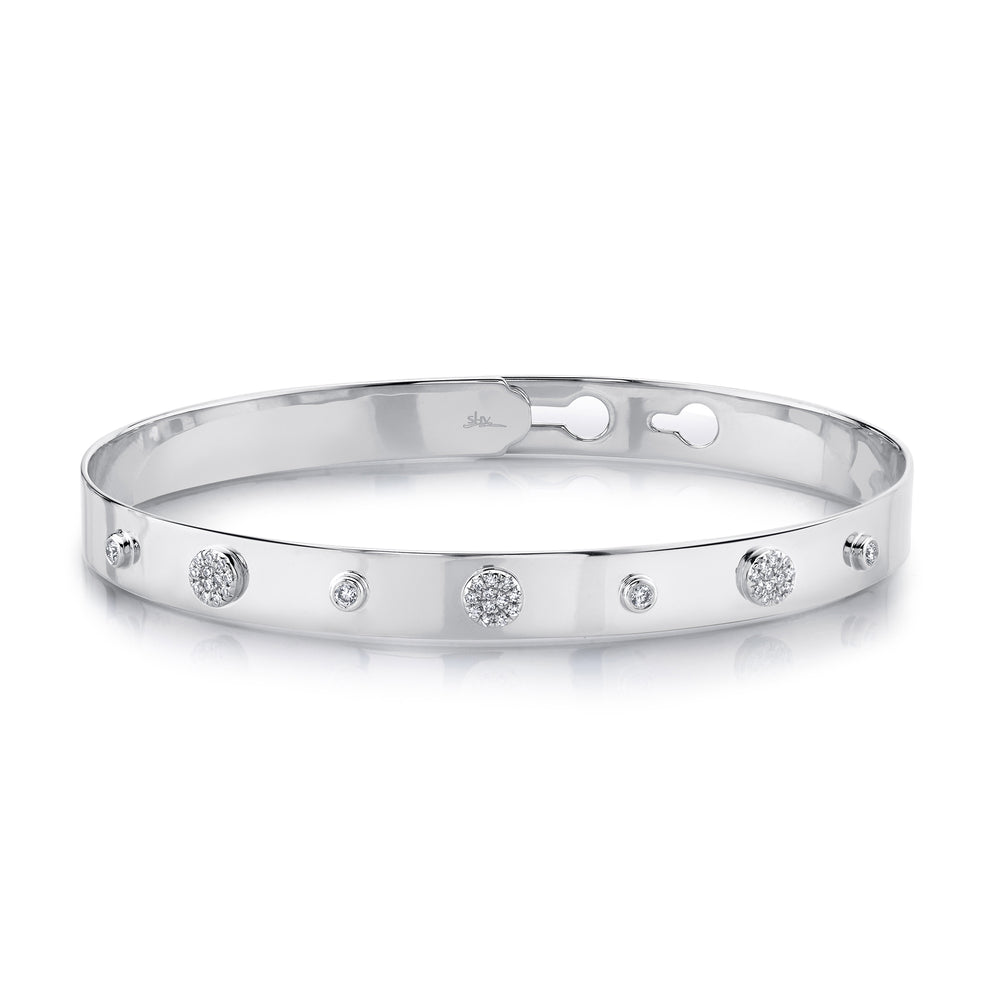 0.15Ct 14K W/G Diamond Latch Lock Bangle