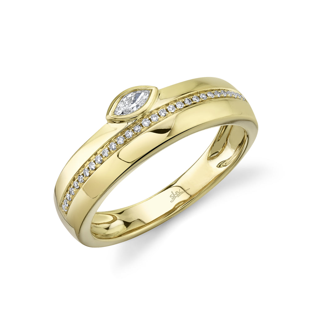 0.16Ct 14K Y/G Diamond Marquise Bezel Band