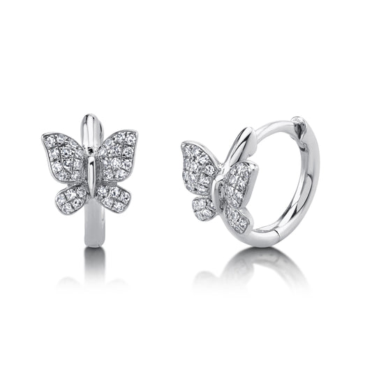 0.14Ct 14K W/G Diamond Butterfly Huggie Earring