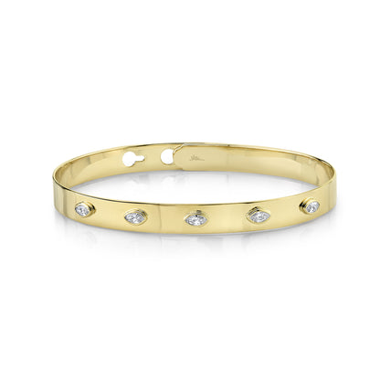 0.41Ct 14K Y/G Diamond Marquise Bezel Latch Lock Bangle