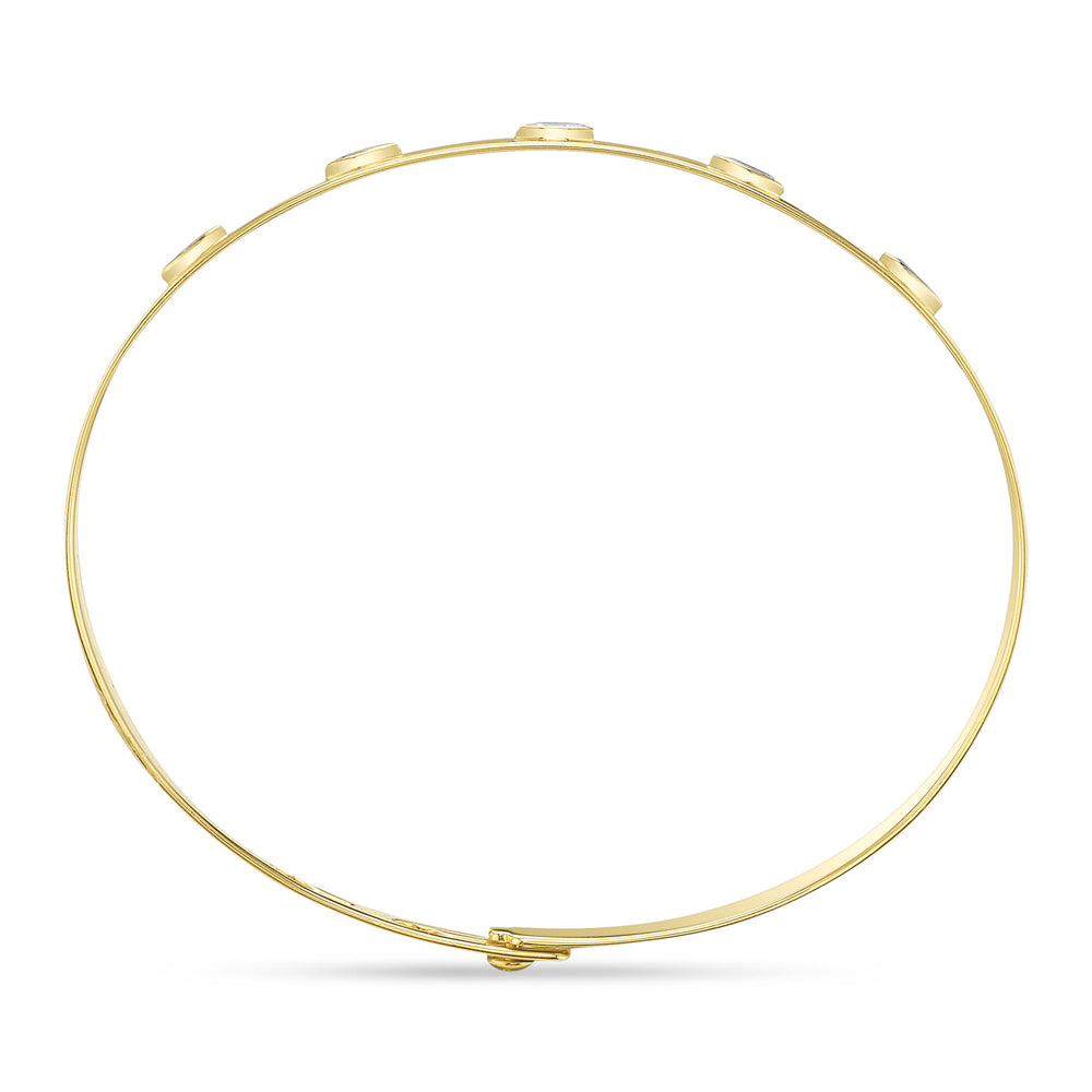 0.41Ct 14K Y/G Diamond Marquise Bezel Latch Lock Bangle
