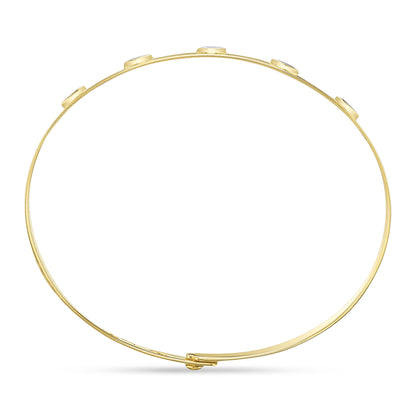0.41Ct 14K Y/G Diamond Marquise Bezel Latch Lock Bangle