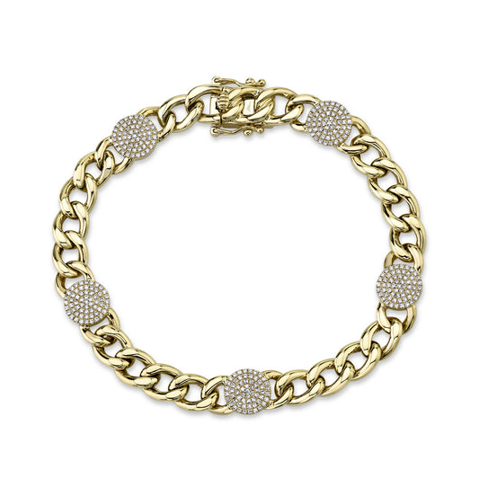 0.68Ct 14K Y/G Diamond Pave Circle Link Bracelet